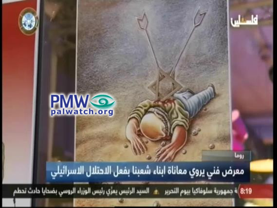 Palestinian Authority TV article on cartoon exhibition in Rome shows anti-Semitic caricatures