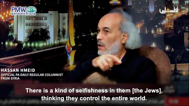 Hassan Hmeid being antisemitic and saying Jews control the world